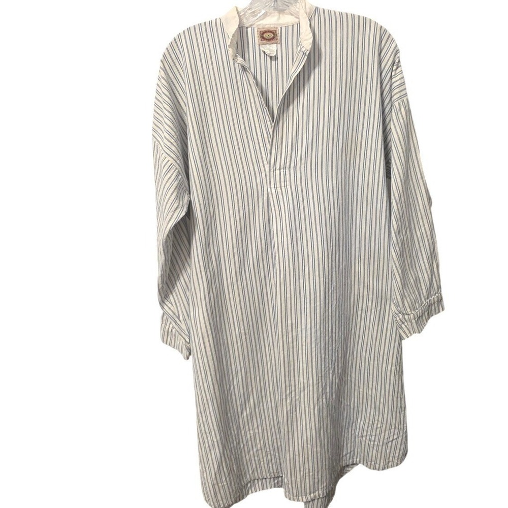Vintage Banana Republic Mill Valley Cotton Striped Nightshirt Sleepwear Blue L